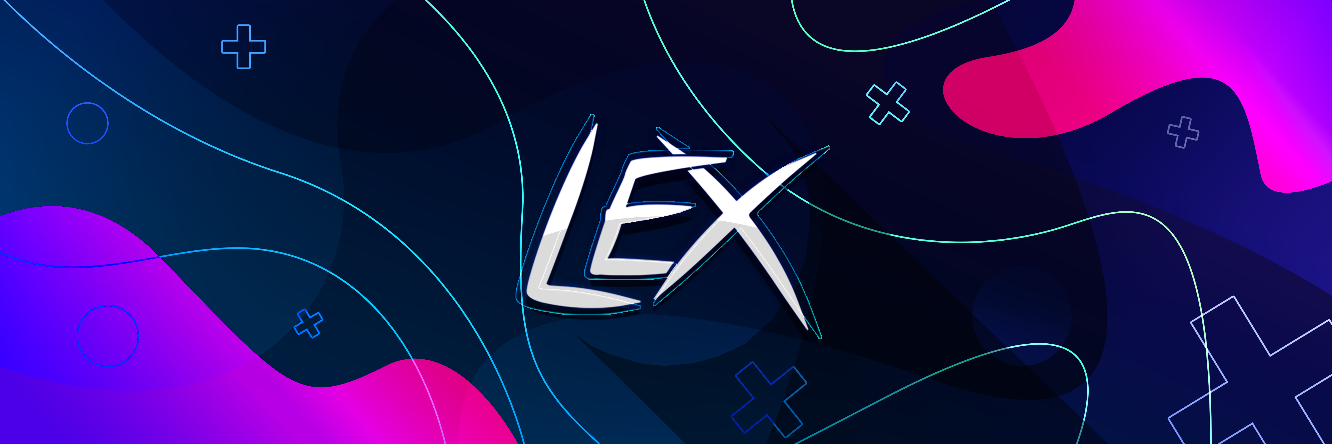 Lex Gaming navy, cyan and pink banner